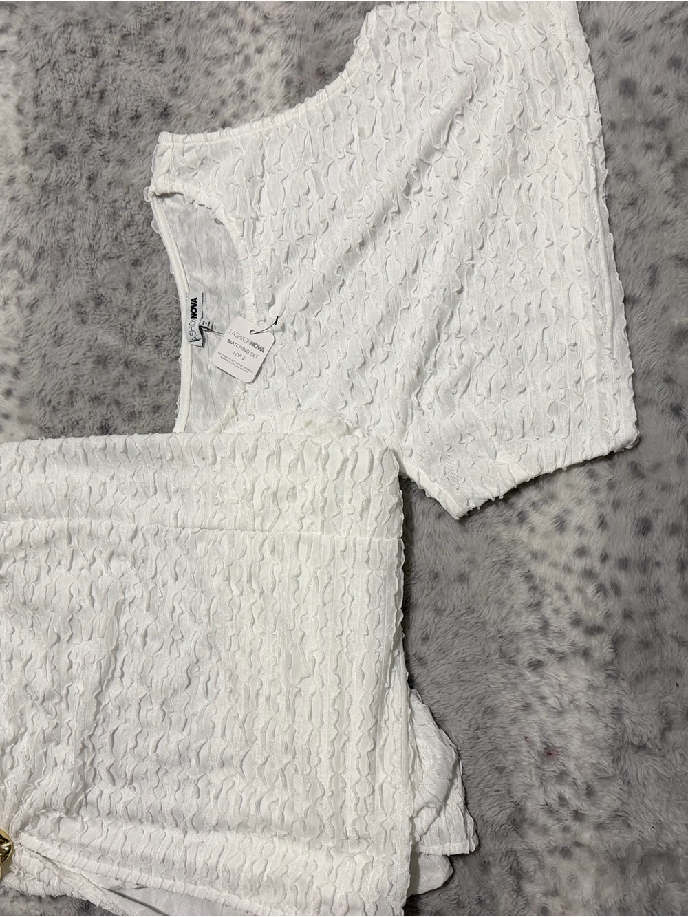 Fashion Nova White Textured Two-Piece Cutout Jumpsuit - Picture 7 of 7